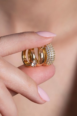 3 orecchini a cerchio - Dorato