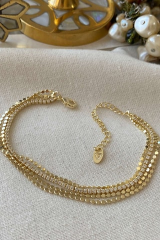 Bracelet multi rangs - Doré et blanc