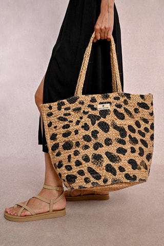 Shopping bag in iuta - Nero e beige