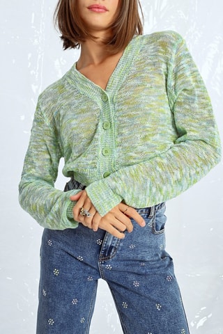 Cardigan corto - Verde chiaro melange