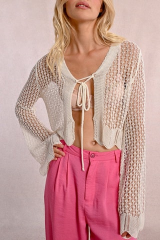 Casaco de malha curto - Cru