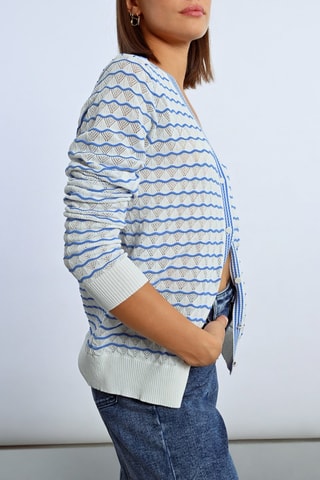 Cardigan - Celeste ed ecrù
