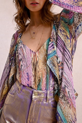 Kimono - Viola e beige