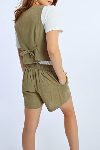 Gilet in lino - Kaki