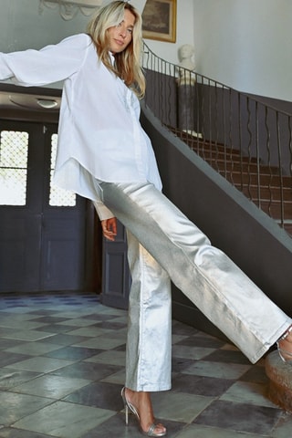 Pantaloni a vita alta - Argentato