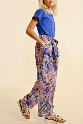 Pantaloni a vita alta - Blu elettrico e rosa