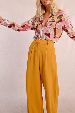 Pantaloni a vita alta - Senape