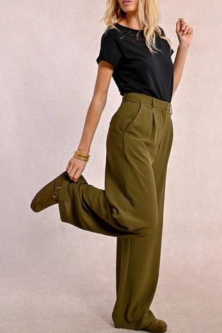 Pantaloni a vita alta - Kaki