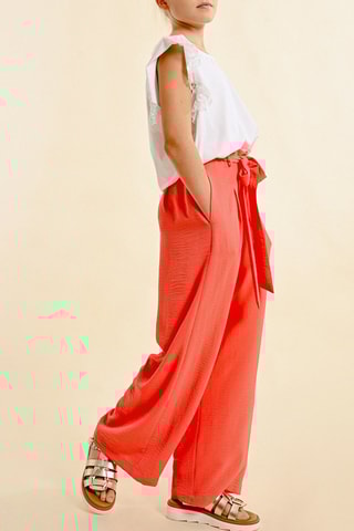 Pantaloni a vita alta - Corallo