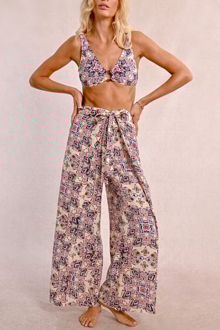 Pantaloni a vita alta - Beige