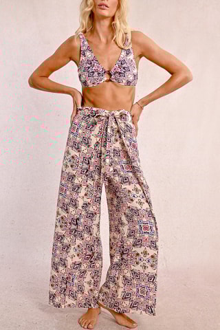 Pantaloni a vita alta - Beige