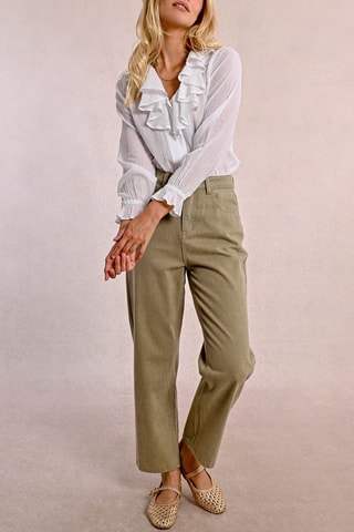 Pantaloni a vita alta - Kaki