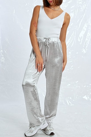 Pantaloni a vita alta - Argentato