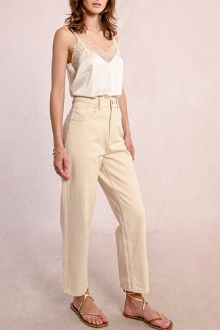 Jeans a vita alta - Beige