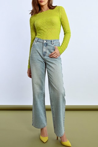 Jeans a vita alta - Celeste