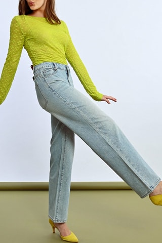 Jeans a vita alta - Celeste