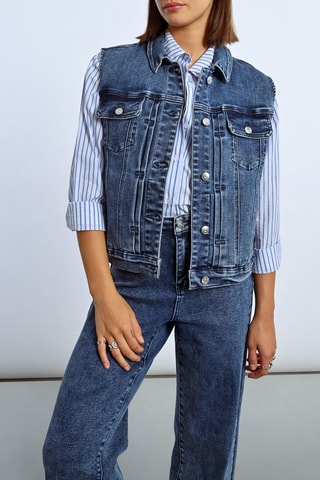 Giacca in jeans senza maniche - Blu scuro