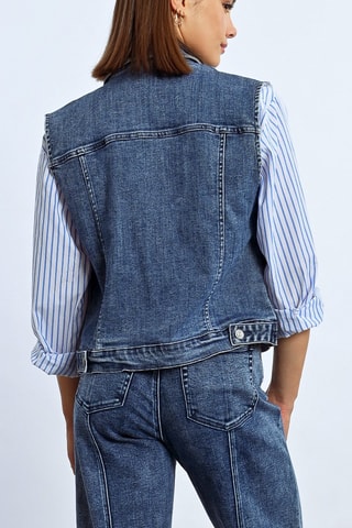 Giacca in jeans senza maniche - Blu scuro