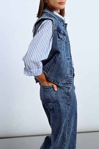 Giacca in jeans senza maniche - Blu scuro