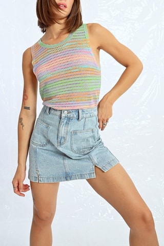 Top - Rosa e verde chiaro