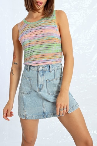 Top - Rosa e verde chiaro