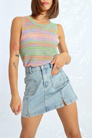 Top - Rosa e verde chiaro