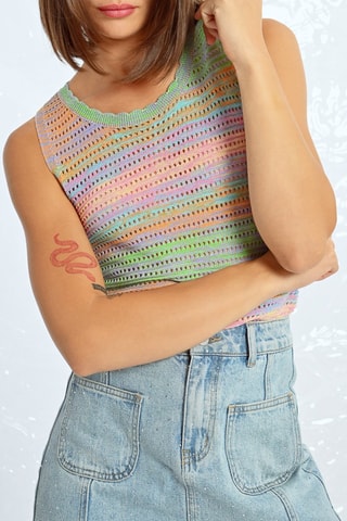 Top - Rosa e verde chiaro