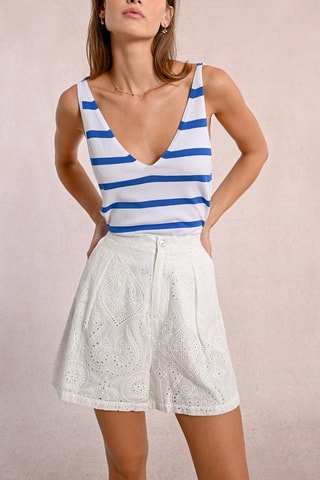 Top - Bianco e blu elettrico