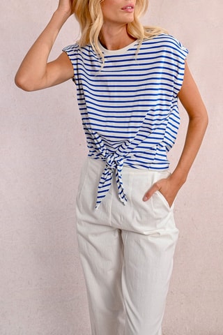 Top - Celeste e bianco