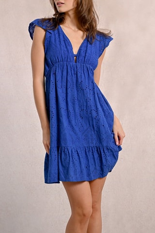 Skaterjurk met Engelse Borduursels - Kobaltblauw