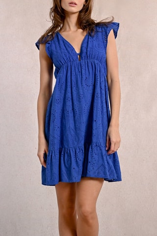 Skaterjurk met Engelse Borduursels - Kobaltblauw