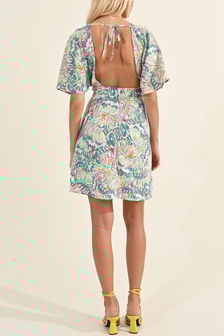 Abito a trapezio - Bianco e verde chiaro - Lili Sidonio