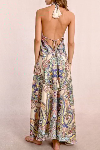 Lange Jurk - Groen en Ecru