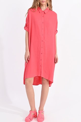 Abito a camicia in lino - Corallo - Lili Sidonio