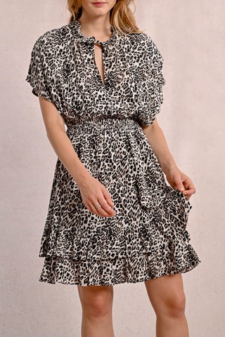 Abito con volant - Beige e nero