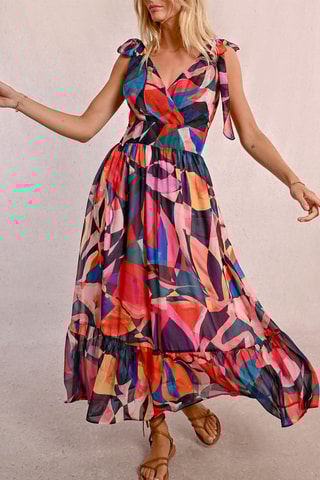 Abito lungo - Rosso e blu elettrico