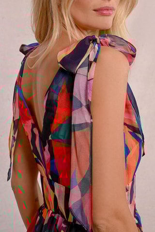 Abito lungo - Rosso e blu elettrico