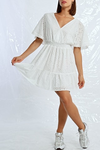 Abito a campana in sangallo - Bianco