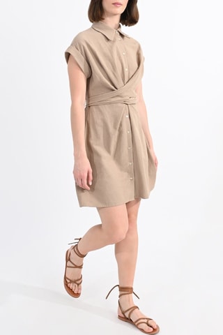 Abito a camicia in lino - Kaki - Molly Bracken