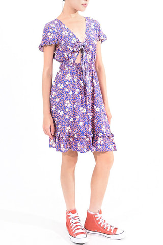 Abito a campana - Blu elettrico e corallo - Lili Sidonio