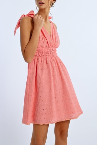 Abito a campana in sangallo - Corallo