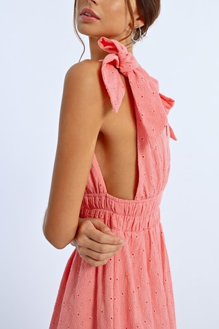 Abito a campana in sangallo - Corallo