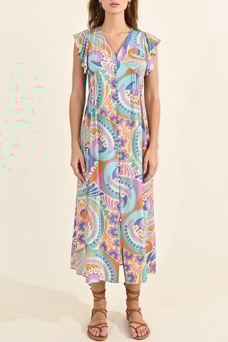 Abito a camicia - Arancione e verde acqua - Molly Bracken