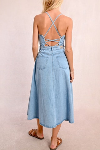 Spijkermidi-jurk - Lichtblauw