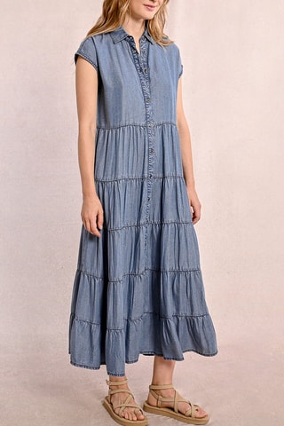 Abito a camicia in jeans - Cobalto