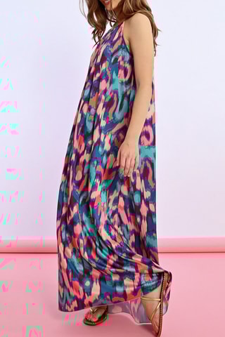 Abito lungo - Turchese e rosa