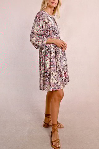 Abito taglio dritto - Ecrù e rosso