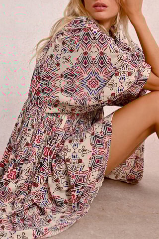 Abito taglio dritto - Ecrù e rosso