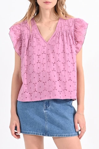 Top met Engelse borduursels - Roze - Molly Bracken