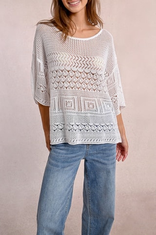 Blusa in guipure - Bianco